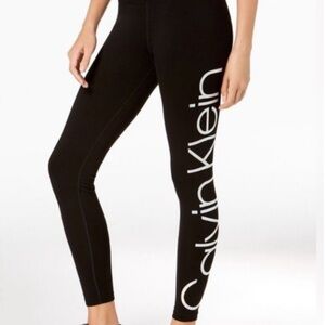 Calvin Klein Performance Stretch Black Logo Leggings.